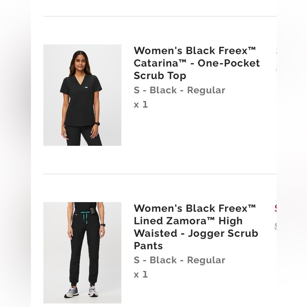 Women's figs black freex small scrub set
